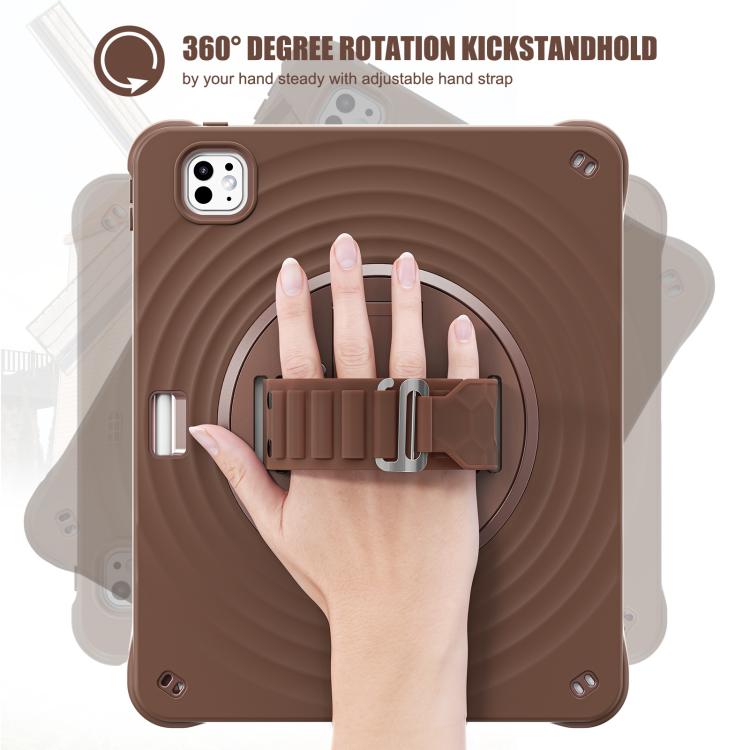 For iPad Pro 13 2024 Rotation Holder Silicone Hybrid PC Tablet Case(Chocolate) - iPad Pro 13 2024 Cases by buy2fix | Online Shopping UK | buy2fix