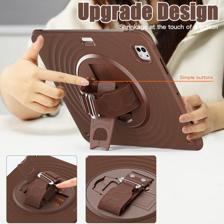 For iPad Pro 13 2024 Rotation Holder Silicone Hybrid PC Tablet Case(Chocolate) - iPad Pro 13 2024 Cases by buy2fix | Online Shopping UK | buy2fix