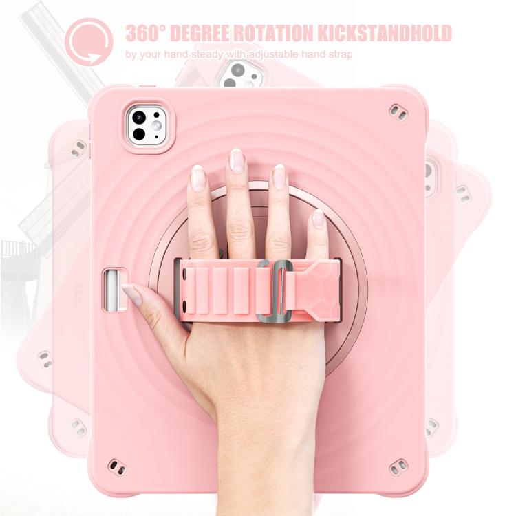 For iPad Pro 13 2024 Rotation Holder Silicone Hybrid PC Tablet Case(Pink) - iPad Pro 13 2024 Cases by buy2fix | Online Shopping UK | buy2fix