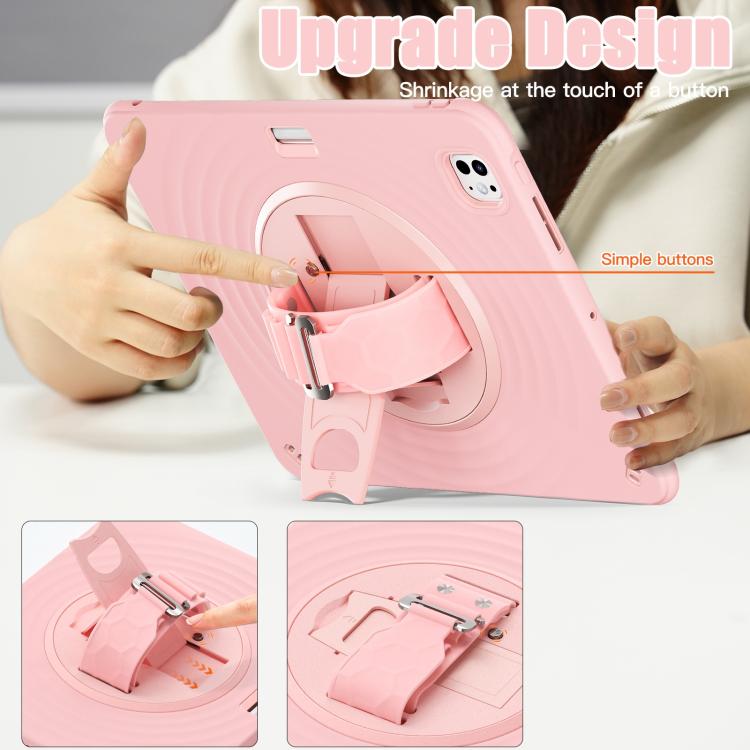 For iPad Pro 13 2024 Rotation Holder Silicone Hybrid PC Tablet Case(Pink) - iPad Pro 13 2024 Cases by buy2fix | Online Shopping UK | buy2fix