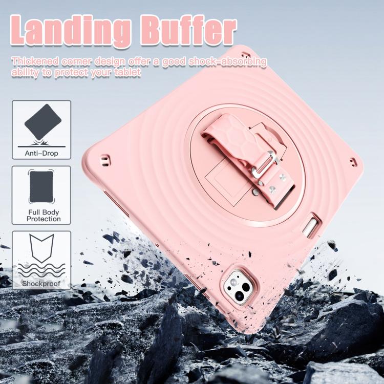 For iPad Pro 13 2024 Rotation Holder Silicone Hybrid PC Tablet Case(Pink) - iPad Pro 13 2024 Cases by buy2fix | Online Shopping UK | buy2fix
