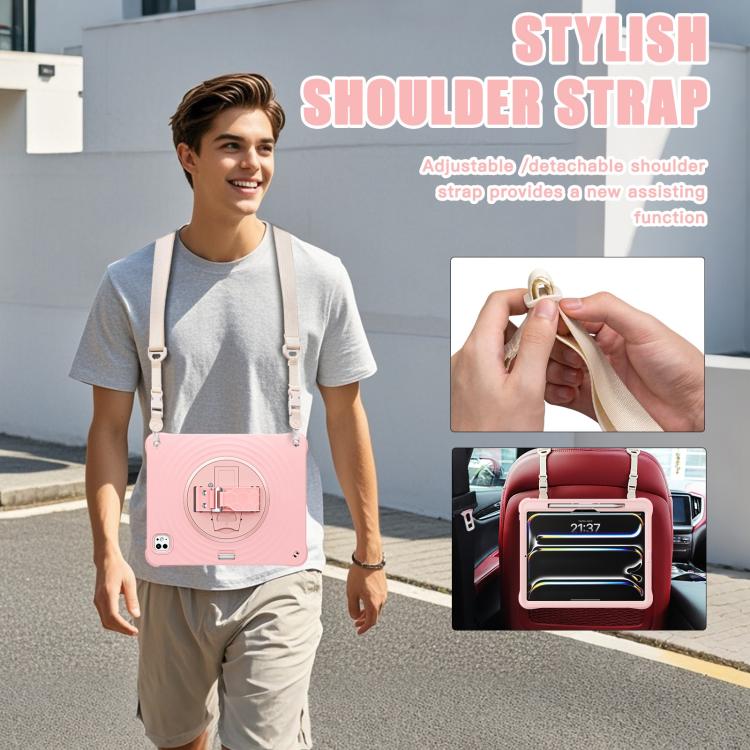 For iPad Pro 13 2024 Rotation Holder Silicone Hybrid PC Tablet Case(Pink) - iPad Pro 13 2024 Cases by buy2fix | Online Shopping UK | buy2fix