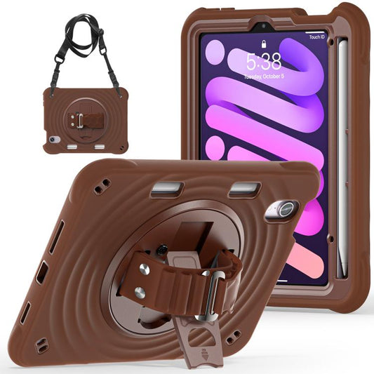 For iPad mini 2024 / mini 6 Rotation Holder Silicone Hybrid PC Tablet Case(Chocolate) - iPad mini 2024 Cases by buy2fix | Online Shopping UK | buy2fix