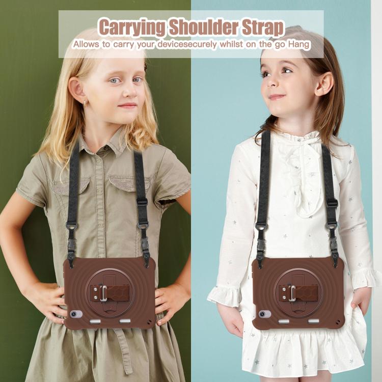 For iPad mini 2024 / mini 6 Rotation Holder Silicone Hybrid PC Tablet Case(Chocolate) - iPad mini 2024 Cases by buy2fix | Online Shopping UK | buy2fix