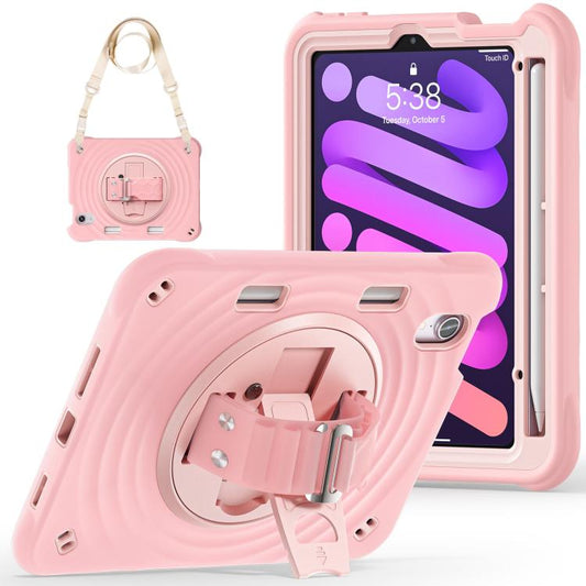 For iPad mini 2024 / mini 6 Rotation Holder Silicone Hybrid PC Tablet Case(Pink) - iPad mini 2024 Cases by buy2fix | Online Shopping UK | buy2fix