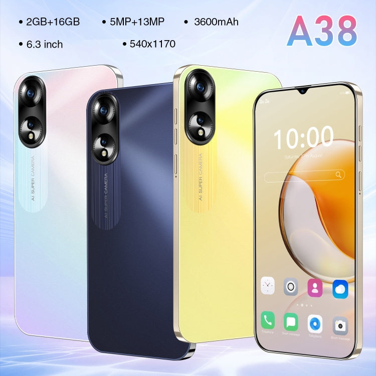 SDT81 / A38, 2GB+16GB, 6.3 inch Screen, Face Identification, Android 10.0 MTK6737 Quad Core, Network: 4G, Dual SIM(Gold) - by buy2fix | Online Shopping UK | buy2fix