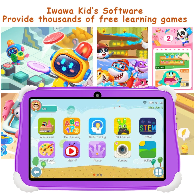 C75 Dinosaur 7 inch WiFi Kids Tablet PC, 2GB+16GB, Android 7.0 MT6735 Octa Core CPU(Purple) - by buy2fix | Online Shopping UK | buy2fix