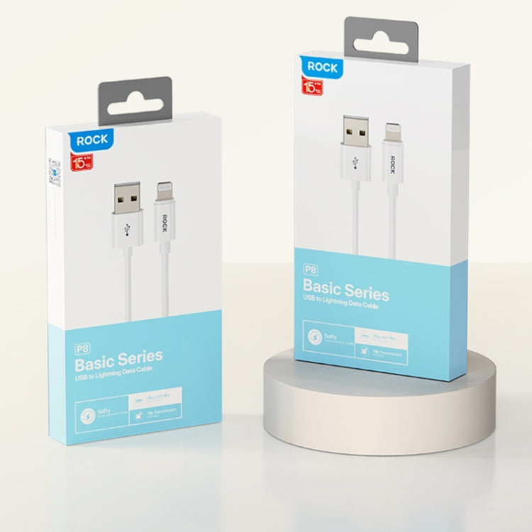 ROCK P8 Prime Series 1m USB Fast Charging Data Cable, Interface:2.4A 8 Pin(White) by ROCK