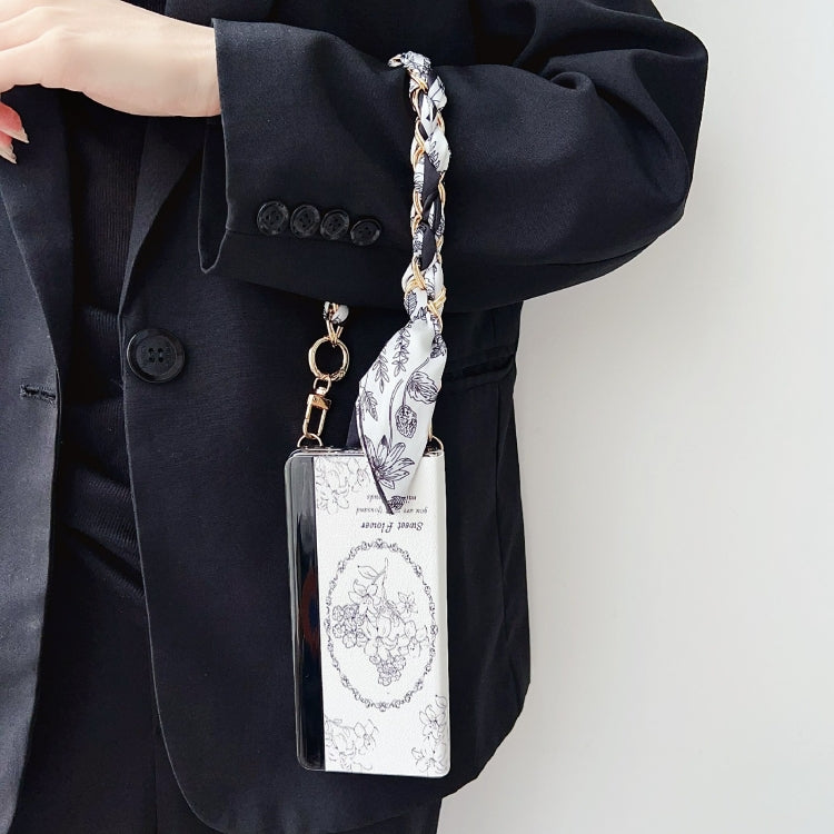 For Huawei Mate X5 / X2 Sketching Flowers Flip Leather Phone Case with Bracelet(Black) - Huawei Cases by buy2fix | Online Shopping UK | buy2fix