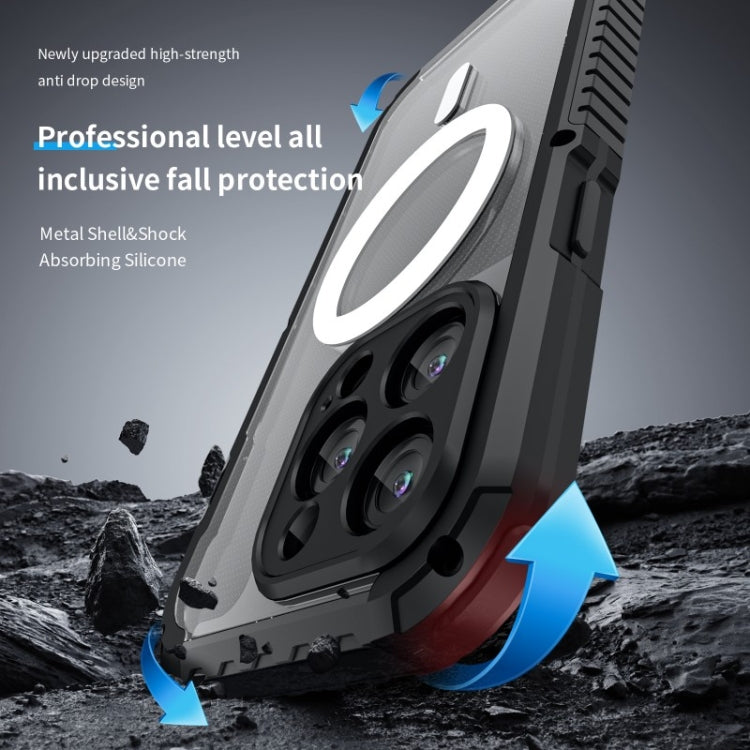 For iPhone 15 Pro MagSafe Shockproof Metal Phone Case(Black) - iPhone 15 Pro Cases by buy2fix | Online Shopping UK | buy2fix