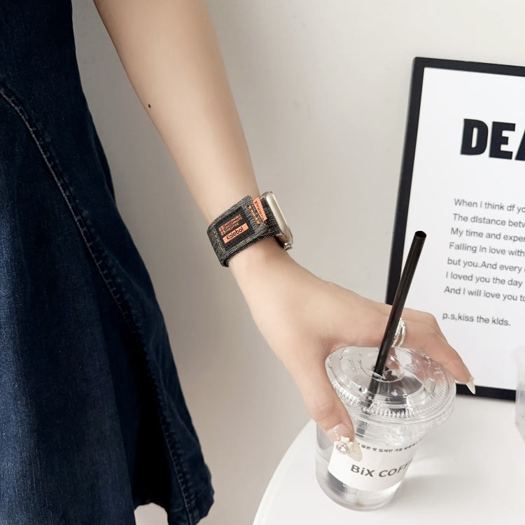 For Apple Watch Ultra 2 49mm Cowboy Nylon Hook and Loop Fastener Watch Band(Apricot) by buy2fix