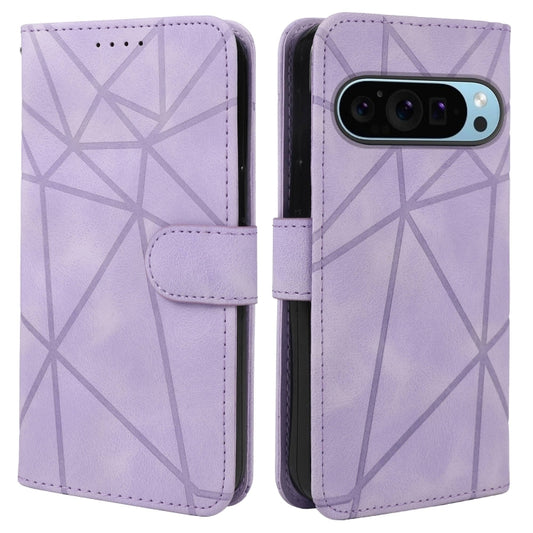 For Google Pixel 9 / 9 Pro Skin Feel Geometric Lines Leather Phone Case(Purple) by buy2fix