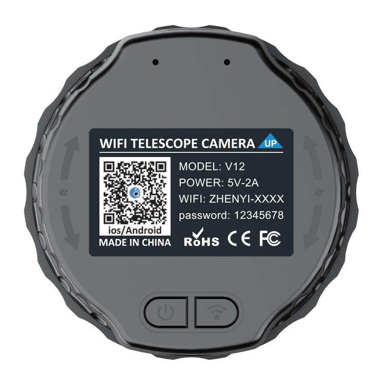 V12 2K WiFi HD Telescope Eyepiece Outdoor Portable Mirror Camera(Black) - Accessories by buy2fix | Online Shopping UK | buy2fix