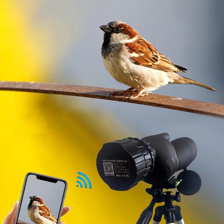 V12 2K WiFi HD Telescope Eyepiece Outdoor Portable Mirror Camera(Black) - Accessories by buy2fix | Online Shopping UK | buy2fix
