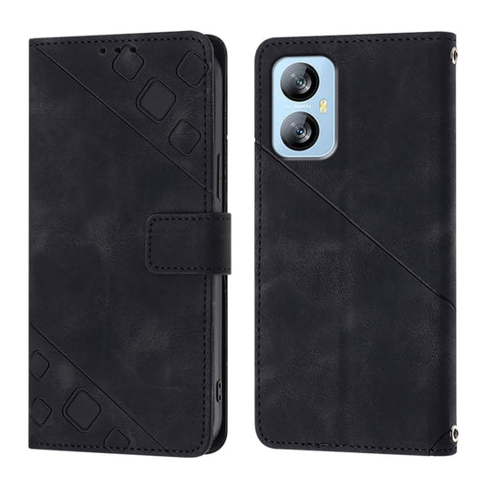 For Blackview A52 Skin Feel Embossed Leather Phone Case(Black) by buy2fix