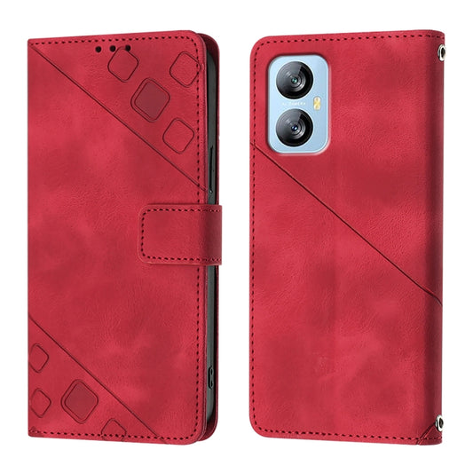 For Blackview A52 Skin Feel Embossed Leather Phone Case(Red) by buy2fix