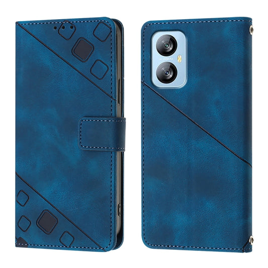 For Blackview A52 Skin Feel Embossed Leather Phone Case(Blue) by buy2fix
