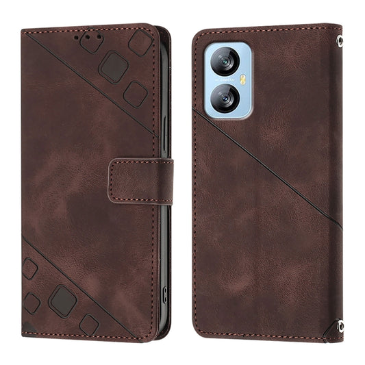 For Blackview A52 Skin Feel Embossed Leather Phone Case(Brown) by buy2fix