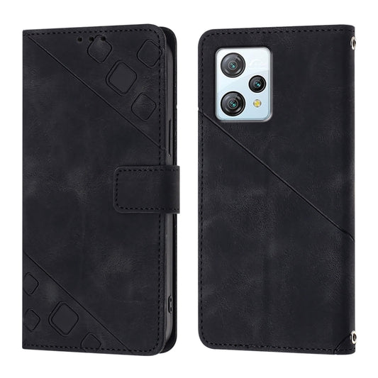 For Blackview A53 Skin Feel Embossed Leather Phone Case(Black) by buy2fix