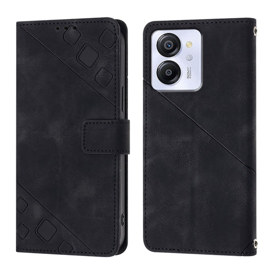 For Blackview Color 8 Skin Feel Embossed Leather Phone Case(Black) by buy2fix
