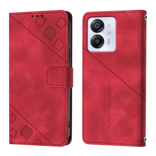 For Blackview Color 8 Skin Feel Embossed Leather Phone Case(Red) by buy2fix