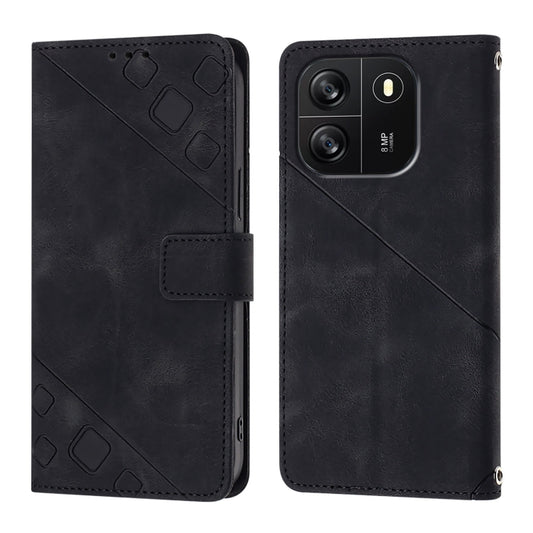 For Blackview Wave 6C Skin Feel Embossed Leather Phone Case(Black) by buy2fix