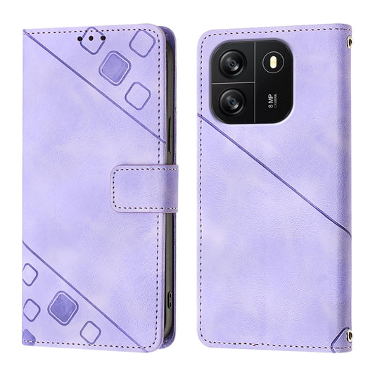 For Blackview Wave 6C Skin Feel Embossed Leather Phone Case(Light Purple) by buy2fix