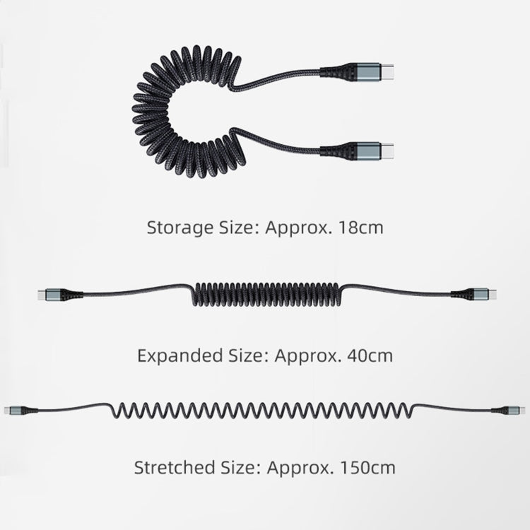 ROCK RCB0877 PD 60W USB-C / Type-C to USB-C / Type-C Spring Coil Fast Charge Data Cable, Length:1.5m - USB-C & Type-C Cable by ROCK | Online Shopping UK | buy2fix