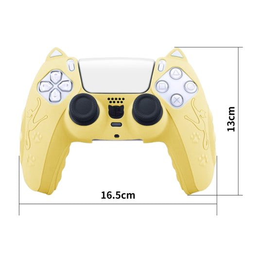 For Sony PS5 Cat Ear Shape Gamepad Silicone Protective Case(Yellow) by buy2fix