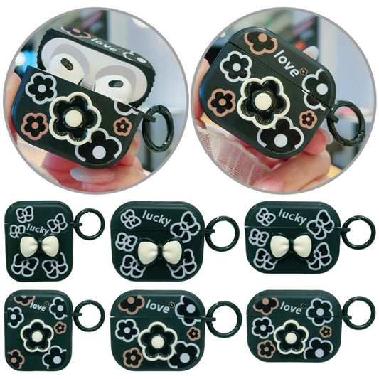 For AirPods 3 3D Colorful Pattern Bluetooth Earphone Protective Case(Black Flower) by buy2fix
