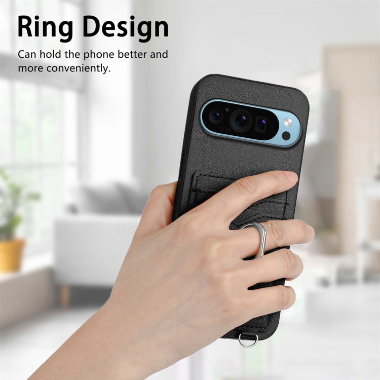 For Google Pixel 9 / 9 Pro R20 Ring Card Holder Phone Case(Black) by buy2fix