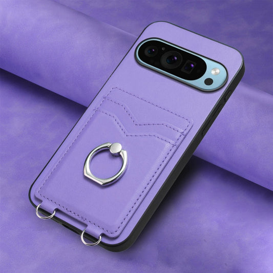 For Google Pixel 9 / 9 Pro R20 Ring Card Holder Phone Case(Purple) by buy2fix