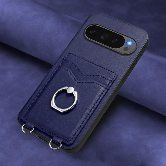 For Google Pixel 10 Pro XL R20 Ring Card Holder Phone Case(Blue) - Google Cases by buy2fix | Online Shopping UK | buy2fix