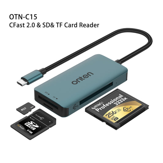 Onten C15 3 in 1 USB-C / Type-C to CFast 2.0 & SD & TF Card Reader(Pine Green) by Onten