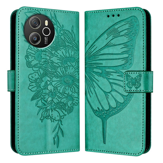 For Blackview Shark 8 Embossed Butterfly Leather Phone Case(Green) by buy2fix