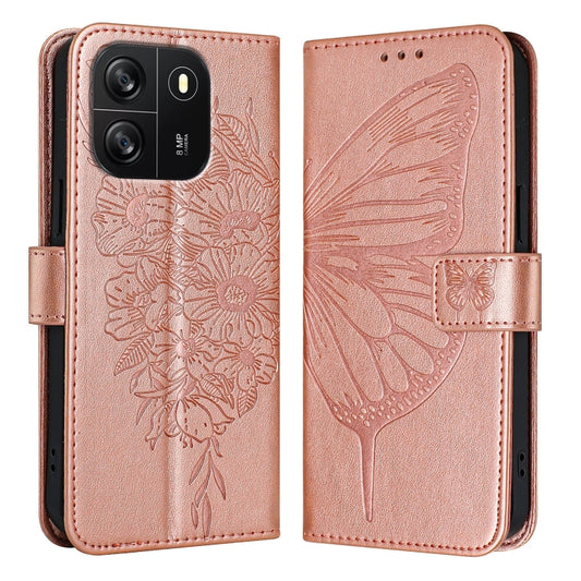 For Blackview Wave 6C Embossed Butterfly Leather Phone Case(Rose Gold) by buy2fix