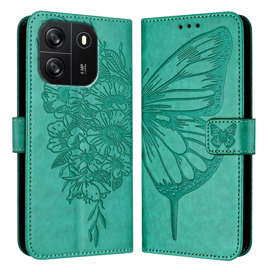 For Blackview Wave 6C Embossed Butterfly Leather Phone Case(Green) by buy2fix