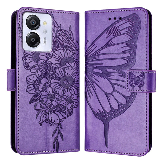 For Blackview Color 8 Embossed Butterfly Leather Phone Case(Purple) by buy2fix