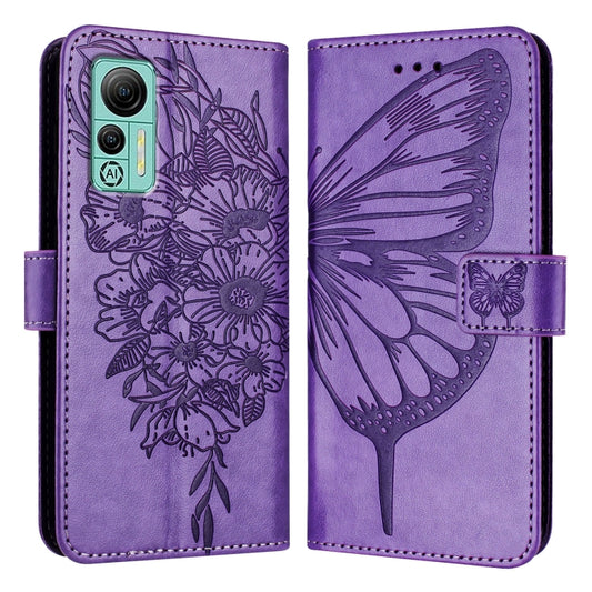 For Ulefone Note 14 Embossed Butterfly Leather Phone Case(Purple) by buy2fix