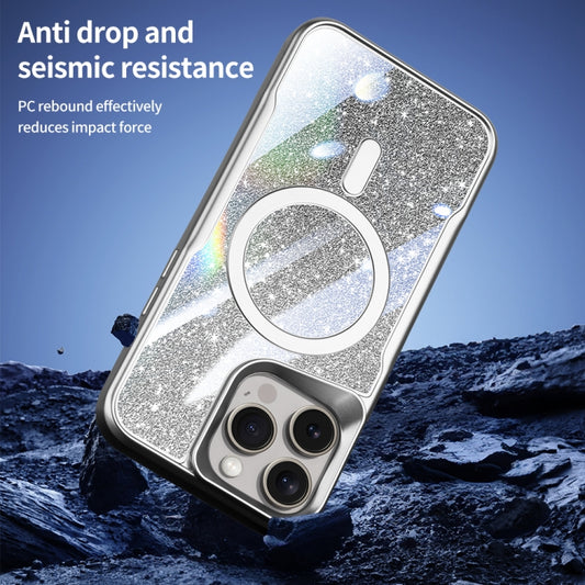 For iPhone 13 Blade MagSafe Magnetic Gradient Glitter PC Phone Case(Black) by buy2fix
