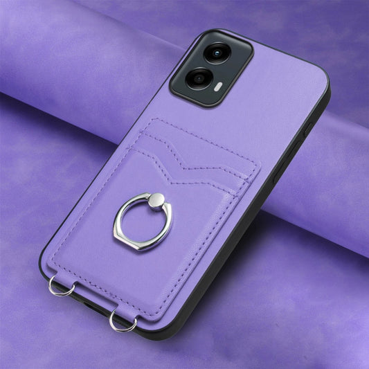 For Motorola Moto G 5G 2024 R20 Ring Card Holder Phone Case(Purple) by buy2fix
