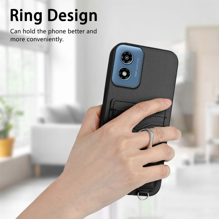 For Motorola Moto G Play 2024 4G R20 Ring Card Holder Phone Case(Black) by buy2fix