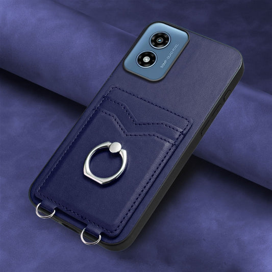For Motorola Moto G Play 2024 4G R20 Ring Card Holder Phone Case(Blue) by buy2fix