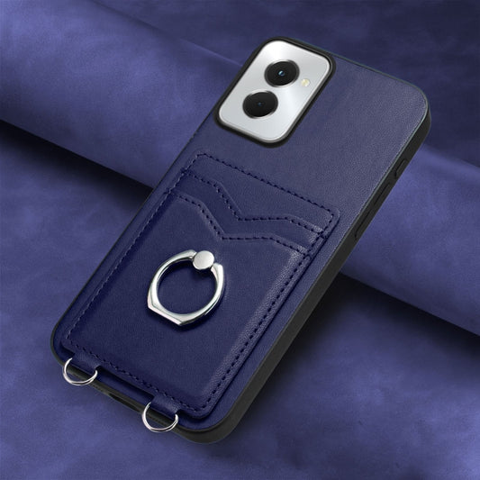 For Motorola Moto G Power 5G 2024 R20 Ring Card Holder Phone Case(Blue) by buy2fix