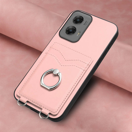 For Motorola Moto G Stylus 5G 2024 R20 Ring Card Holder Phone Case(Pink) by buy2fix