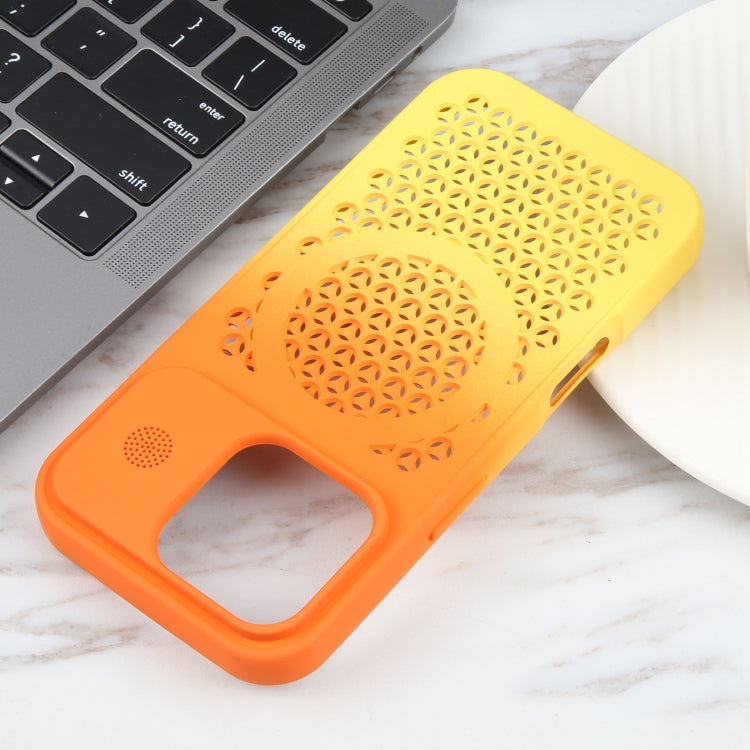 For iPhone 16 Pro Max Gradient Color Honeycomb Aromatherapy MagSafe Phone Case(Orange Yellow) by buy2fix