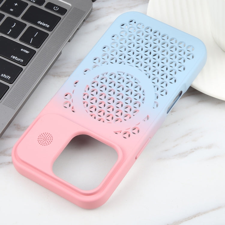 For iPhone 16 Pro Max Gradient Color Honeycomb Aromatherapy MagSafe Phone Case(Pink Blue) by buy2fix