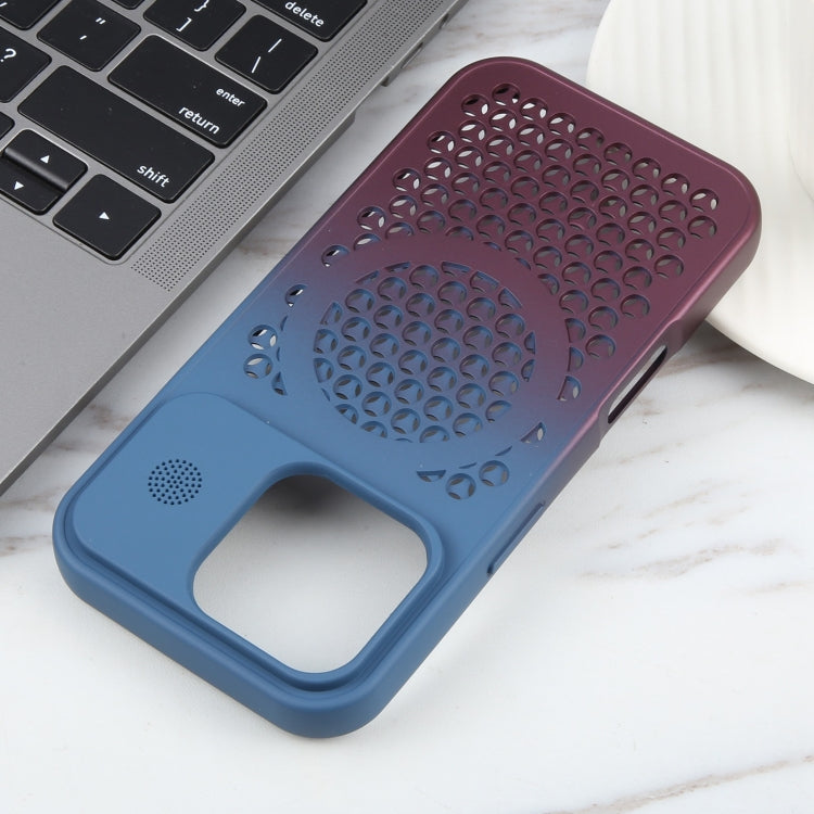 For iPhone 16 Pro Max Gradient Color Honeycomb Aromatherapy MagSafe Phone Case(Blue Red) by buy2fix