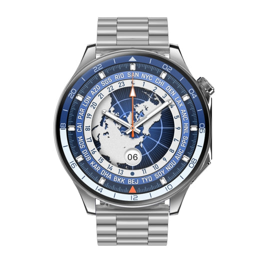 HD Watch X 1.43 inch IP68 BT5.3 Sport Smart Watch, Support Bluetooth Call / Sleep / Blood Oxygen / Heart Rate / Blood Pressure Health Monitor(Silver Steel + Blue Silicone Strap) by buy2fix