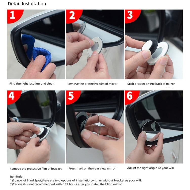 3R 3R-050 Car Rear View Mirror Auxiliary Mirror Car Adjustable Round Blind Spot Mirror by 3R
